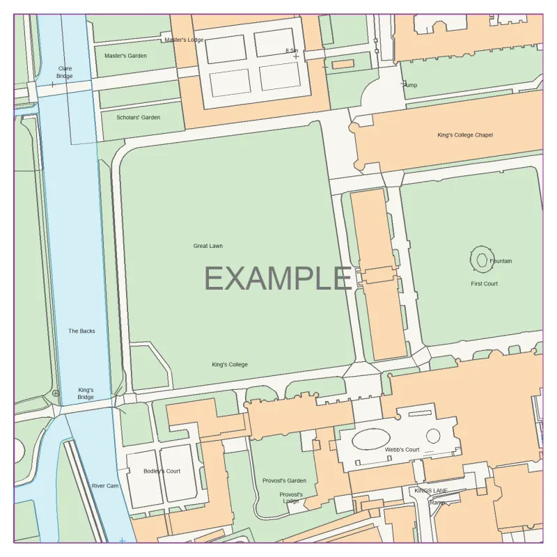 Colour Pop CAD planning map sample of King's College, Cambridge