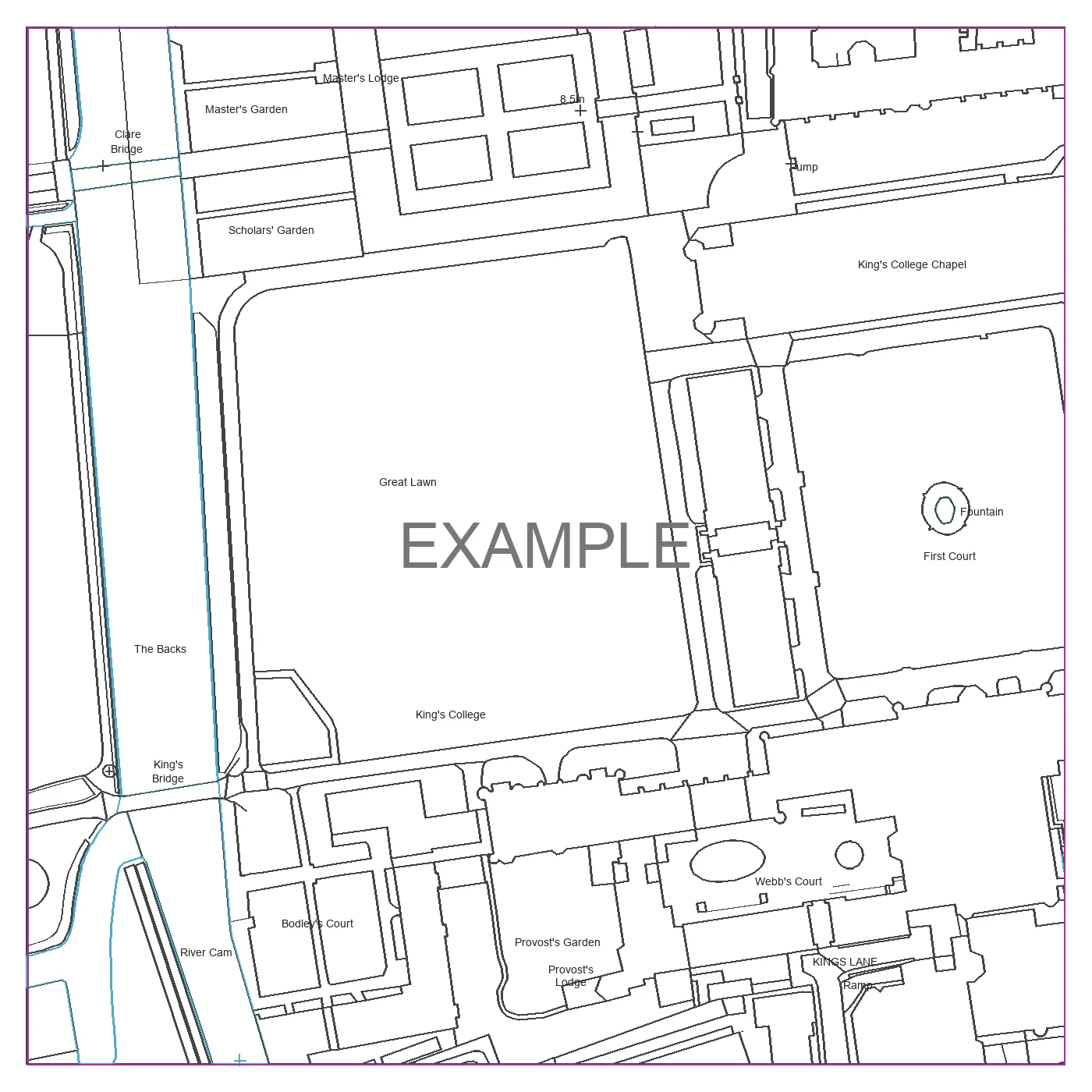 Black and white CAD linework sample of Cambridge