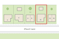 The same area from a typical raster plan zoomed in: lines and house numbers are blurred and hard to read