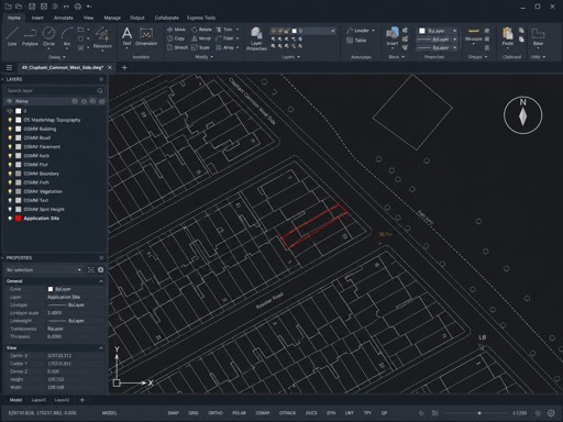 Example CAD site plan in DWG/DXF format