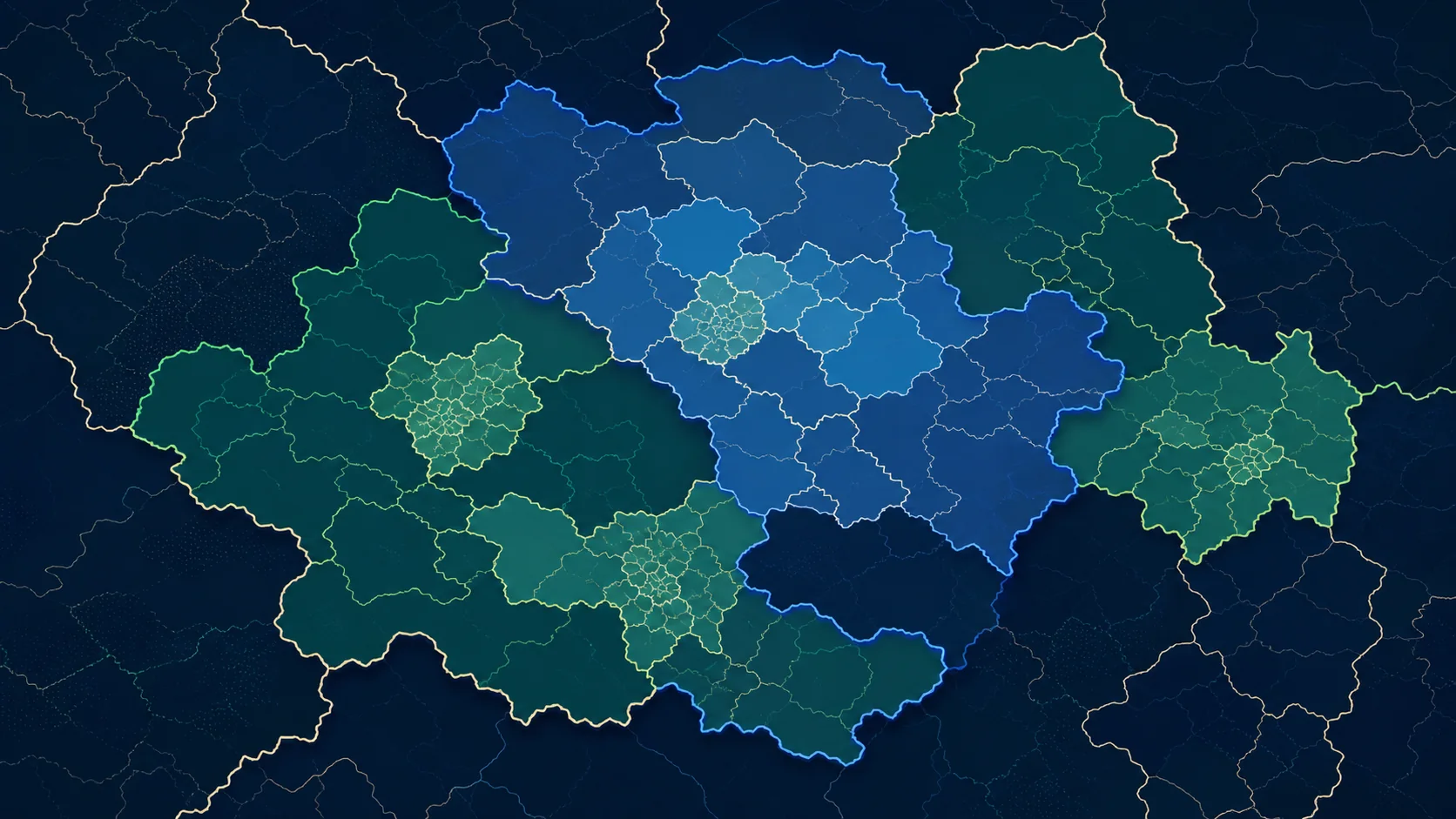Abstract Boundary-Line render showing nested administrative boundary polygons and layered outline levels