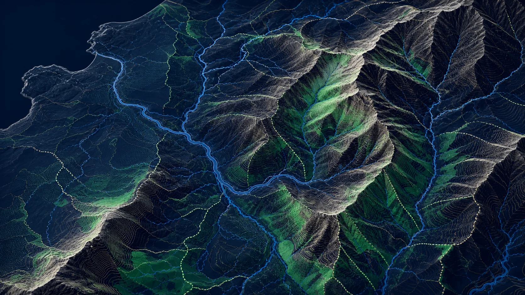 OS Terrain 5 hillshade with 5m contour lines and slope analysis