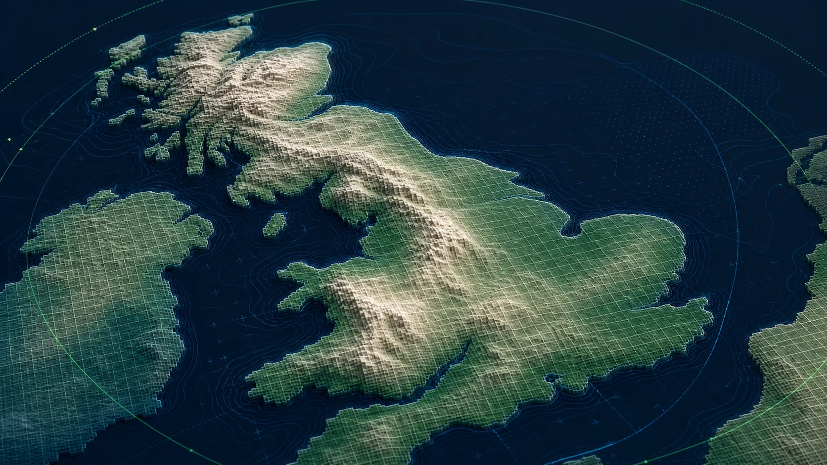 Abstract Terrain 50 render showing broad regional relief, large grid cells and strategic terrain context